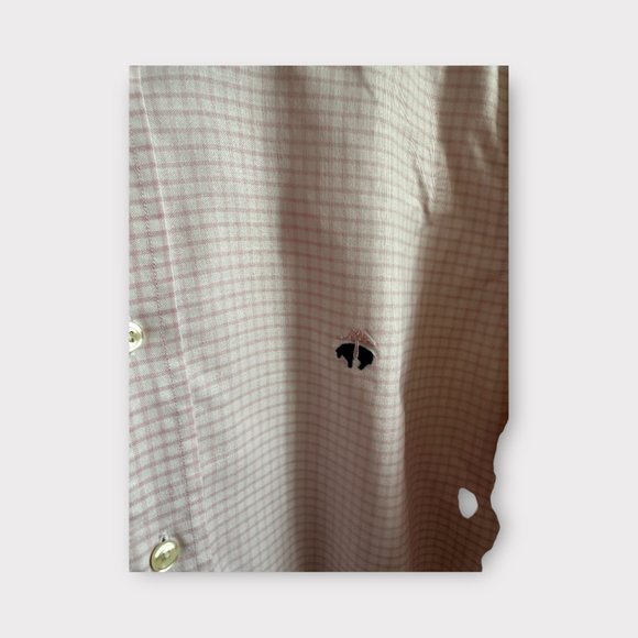 Men's Brooks Brothers Button Down Shirt Size M - Pink and White Check - Non-Iron - Picture 3 of 4